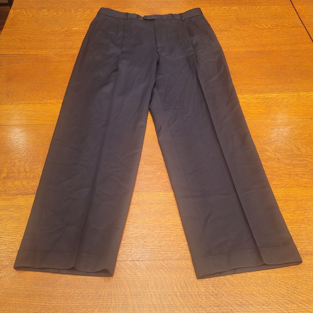 Zanella Made in Italy Alter Pleated Men's Dress Pants 100% Virgin Wool  Black
